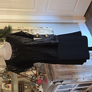 Knee length black 2 piece gown.  Perfect for formal or semi formal events.